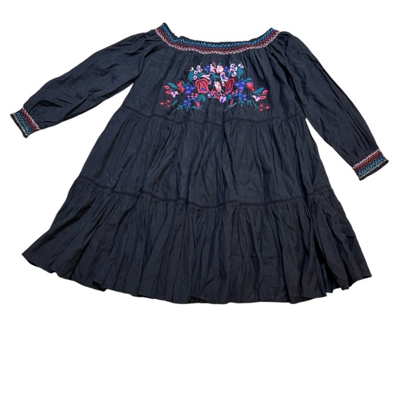 👗🌸‎ Free People Embroidered Off Shoulder Black Mini Dress / Top XS 🌸👗 - Picture 3 of 6